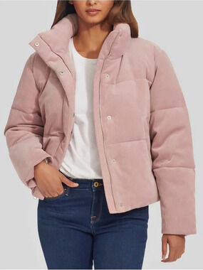 Levi's Women's Corduroy Bubble Puffer Jacket Pink XL
